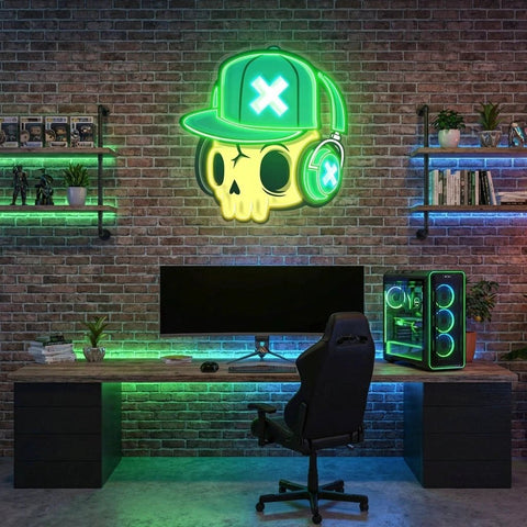 Skull And Headphones Art Work Led Neon Sign Light