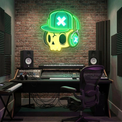 Skull And Headphones Art Work Led Neon Sign Light