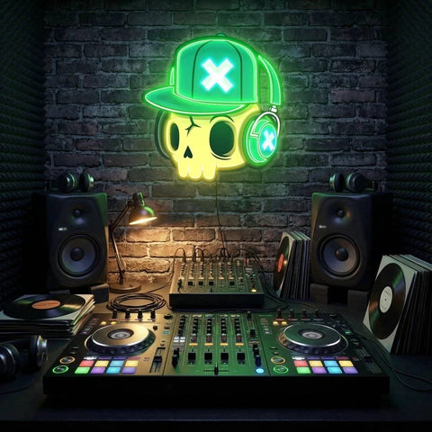 Skull And Headphones Art Work Led Neon Sign Light