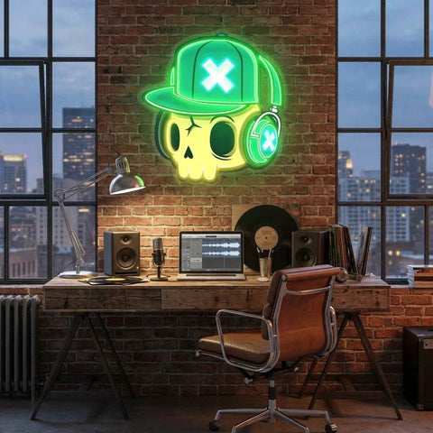Skull And Headphones Art Work Led Neon Sign Light