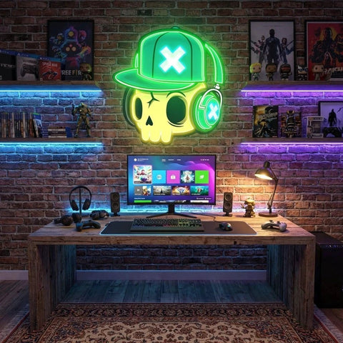 Skull And Headphones Art Work Led Neon Sign Light