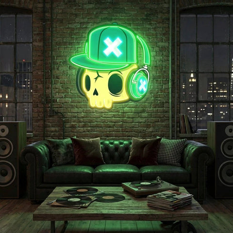 Skull And Headphones Art Work Led Neon Sign Light