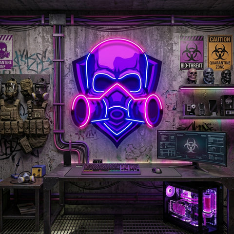 Skull Gas Mask LED Neon Sign Light Pop Art