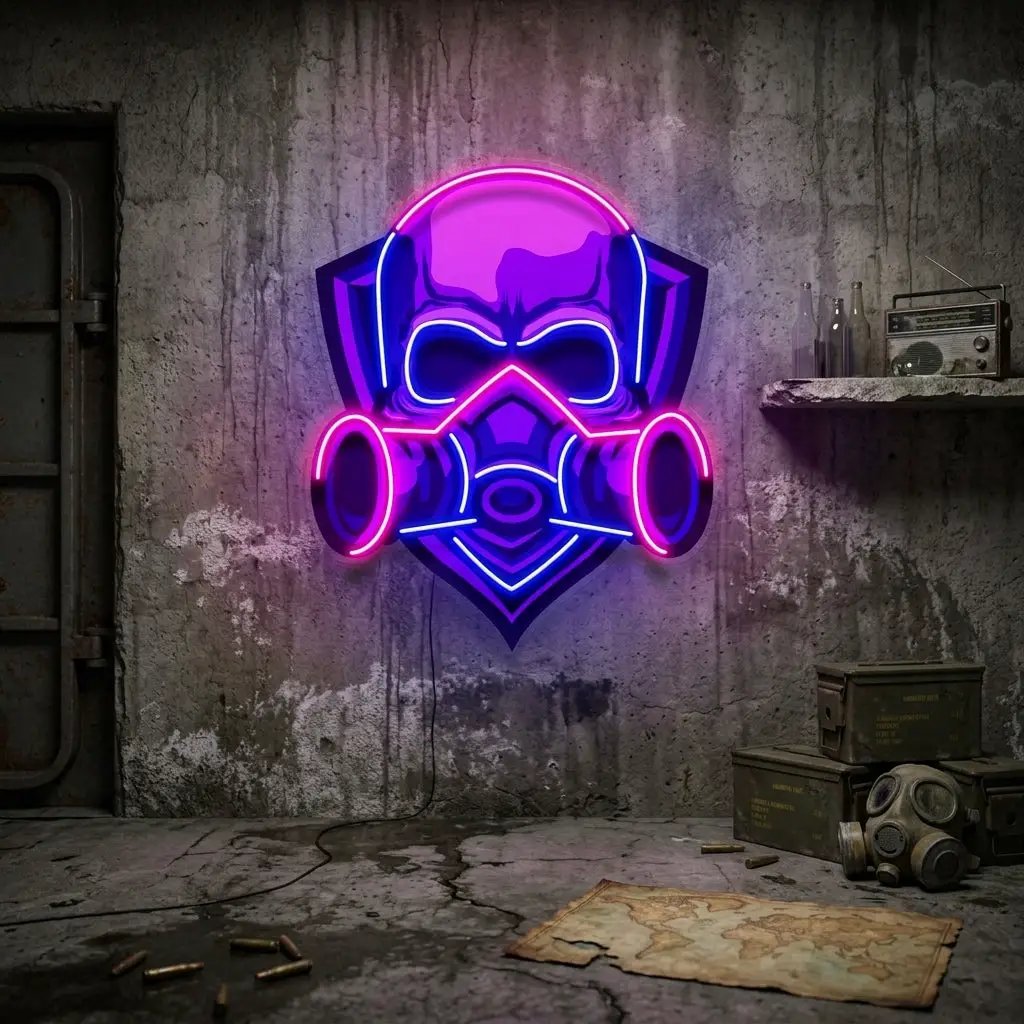 Skull Gas Mask LED Neon Sign Light Pop Art