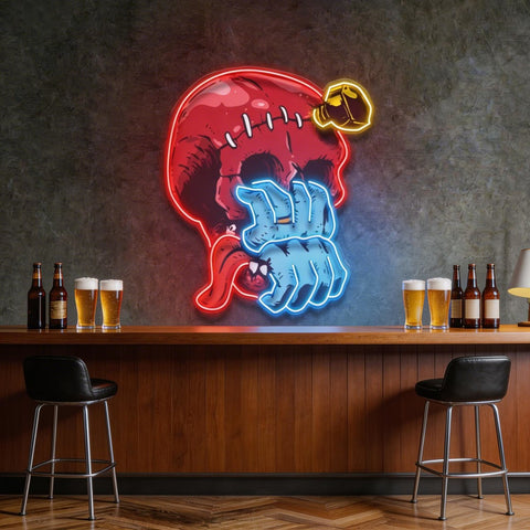 Skull Head hand from Mouth LED Neon Sign Light Pop Art