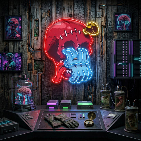 Skull Head hand from Mouth LED Neon Sign Light Pop Art