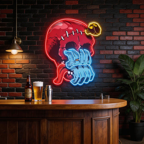 Skull Head hand from Mouth LED Neon Sign Light Pop Art