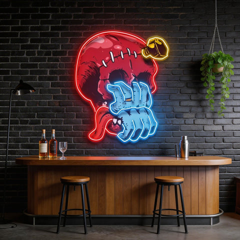 Skull Head hand from Mouth LED Neon Sign Light Pop Art