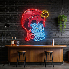 Skull Head hand from Mouth LED Neon Sign Light Pop Art