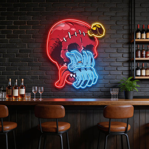 Skull Head hand from Mouth LED Neon Sign Light Pop Art