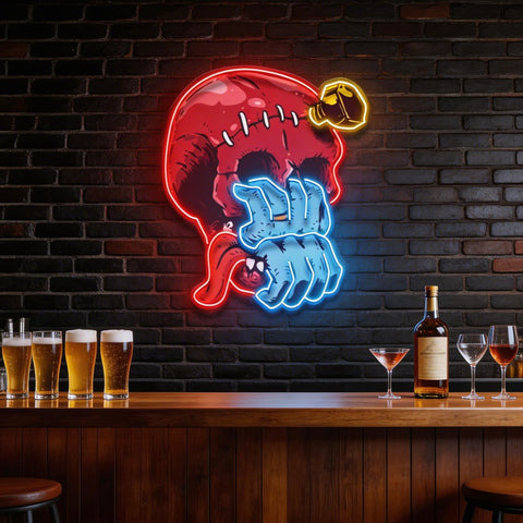 Skull Head hand from Mouth LED Neon Sign Light Pop Art