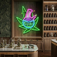 Skull Head In The Weed Bong LED Neon Sign Light Pop Art
