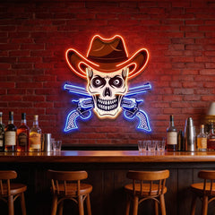 Skull In Cowboy Hat LED Neon Sign Light Pop Art