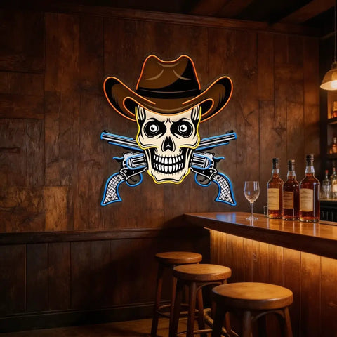 Skull In Cowboy Hat LED Neon Sign Light Pop Art