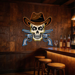 Skull In Cowboy Hat LED Neon Sign Light Pop Art