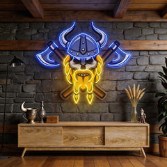 Skull Viking Warrior LED Neon Sign Light Pop Art