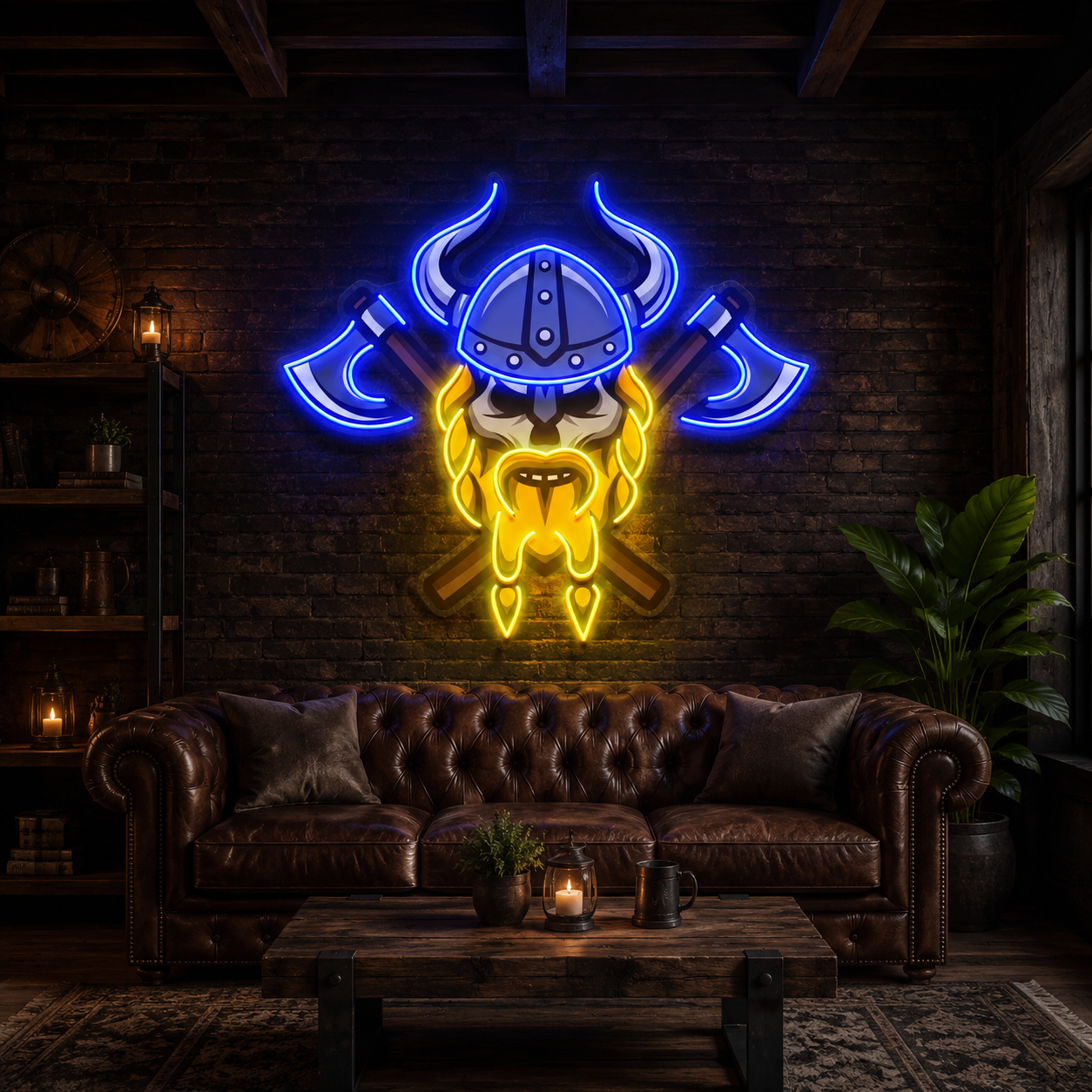 Skull Viking Warrior LED Neon Sign Light Pop Art