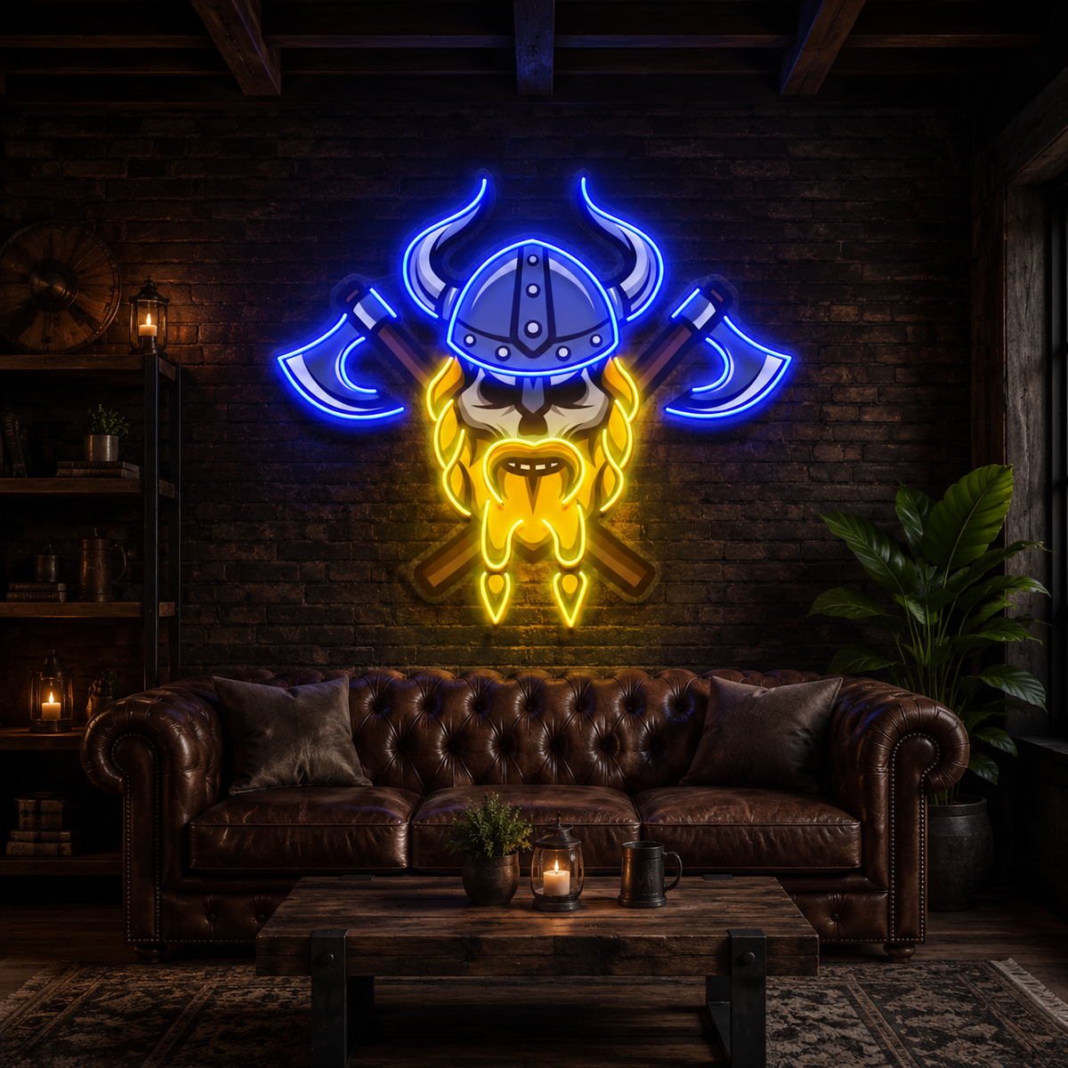 Skull Viking Warrior LED Neon Sign Light Pop Art