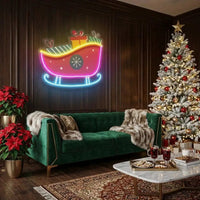 Sleigh With Gifts Art Work Led Neon Sign Light