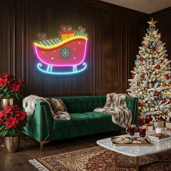 Sleigh With Gifts Art Work Led Neon Sign Light