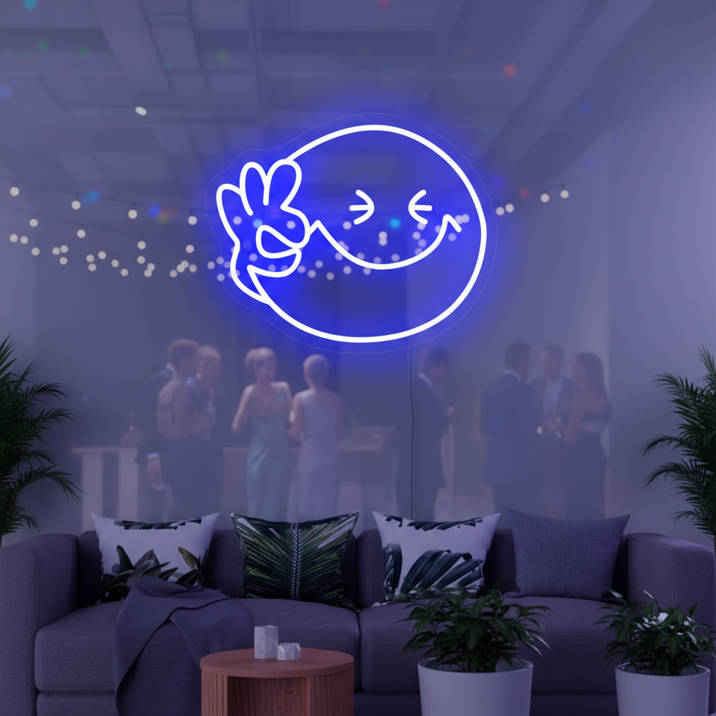 Smiley Face Neon Sign OK Neon Sign Wall Decor Art