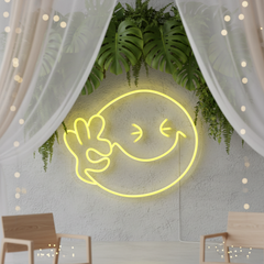 Smiley Face Neon Sign OK Neon Sign Wall Decor Art