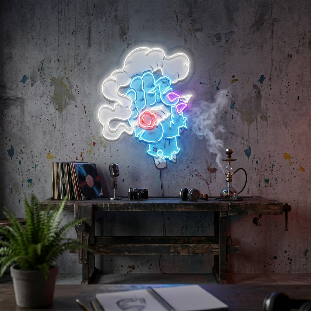 Smoking Zombie Hand Cartoon Artwork Led Neon Sign Light