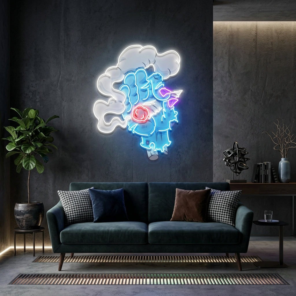 Smoking Zombie Hand Cartoon Artwork Led Neon Sign Light