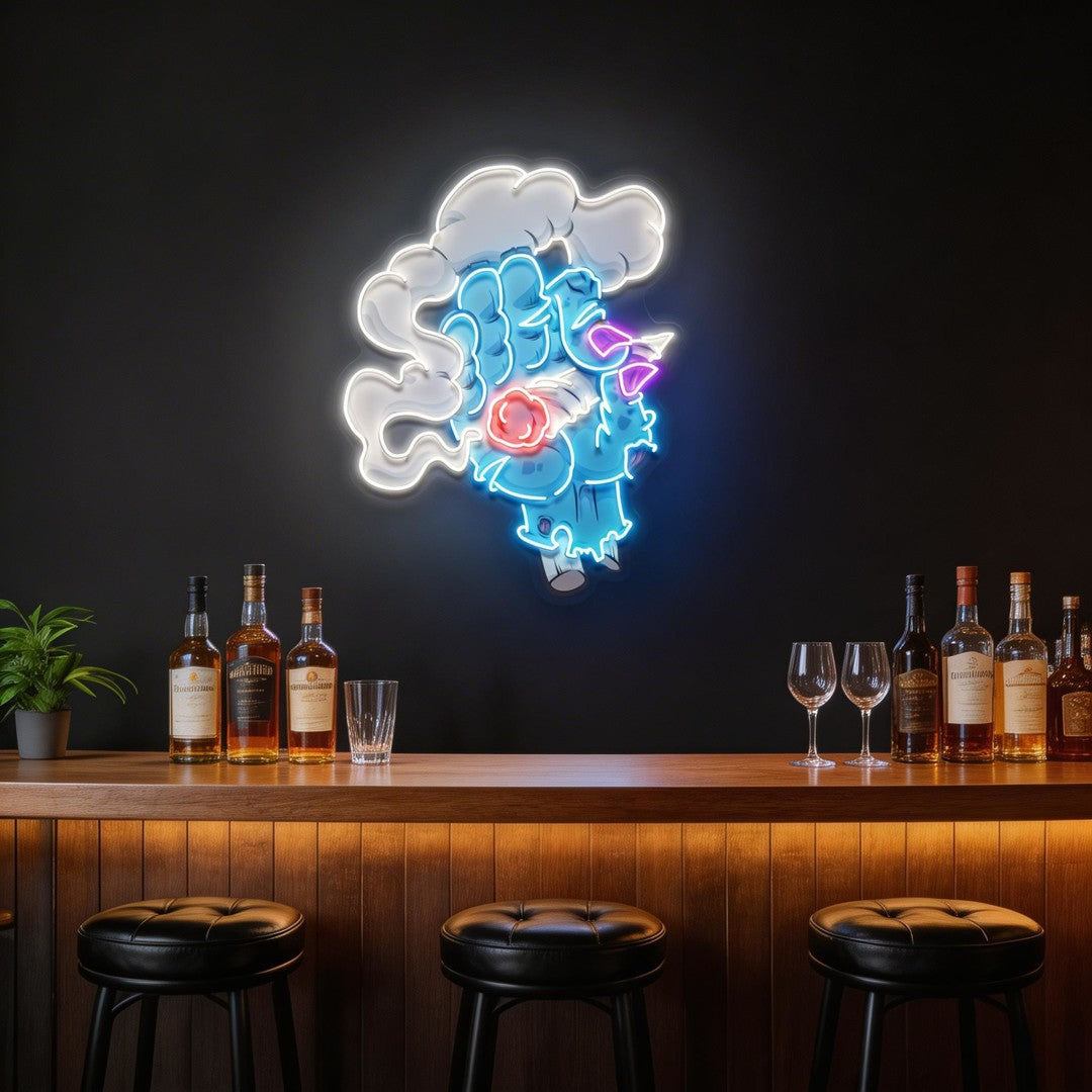 Smoking Zombie Hand Cartoon Artwork Led Neon Sign Light