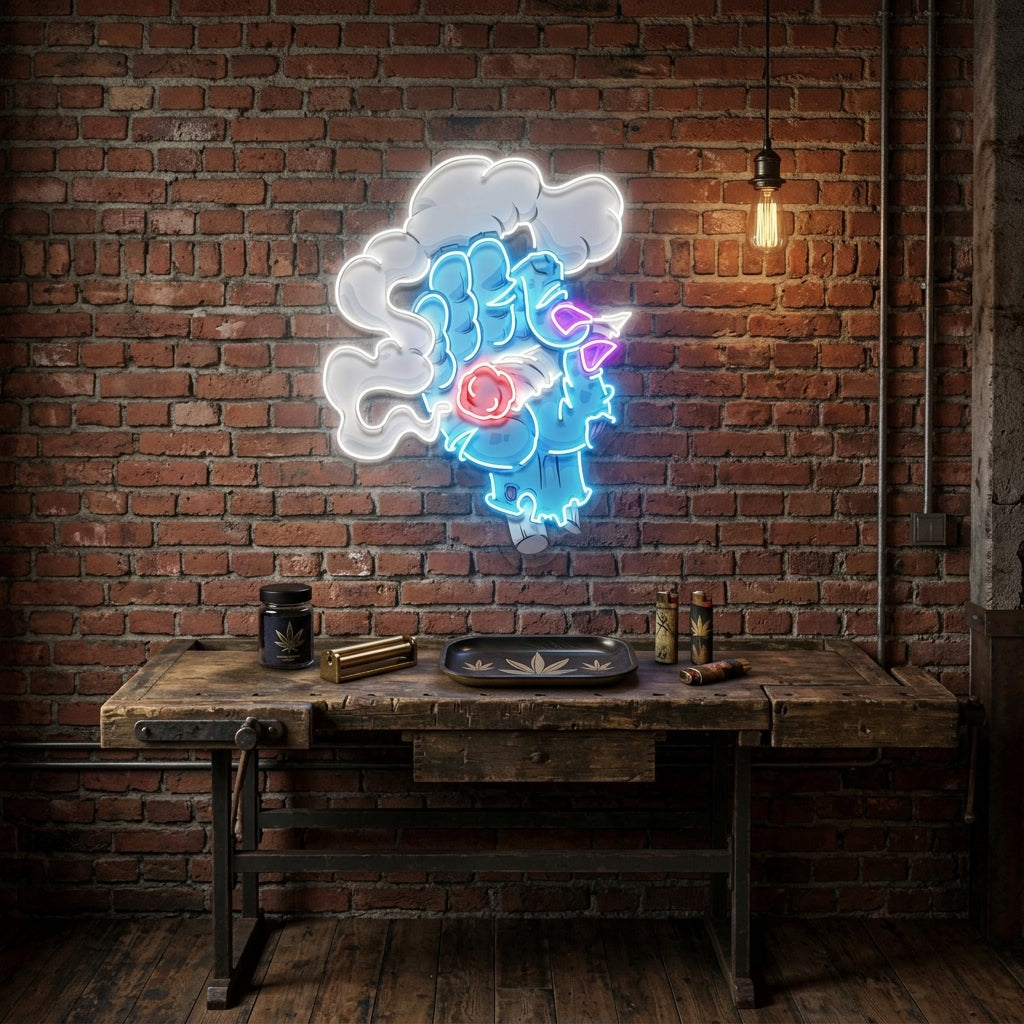 Smoking Zombie Hand Cartoon Artwork Led Neon Sign Light