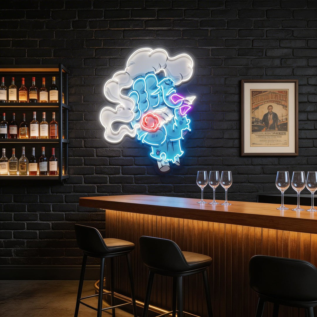 Smoking Zombie Hand Cartoon Artwork Led Neon Sign Light
