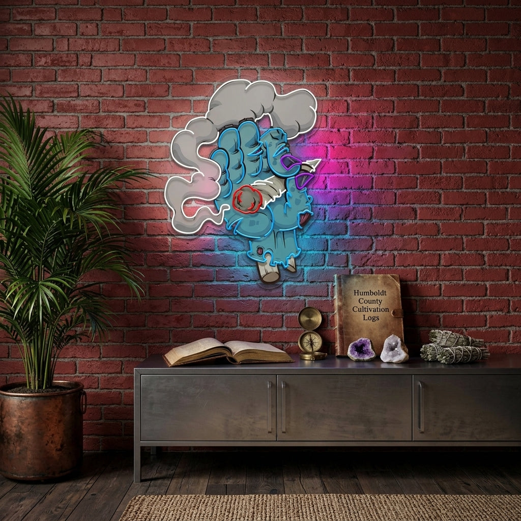 Smoking Zombie Hand Cartoon Artwork Led Neon Sign Light