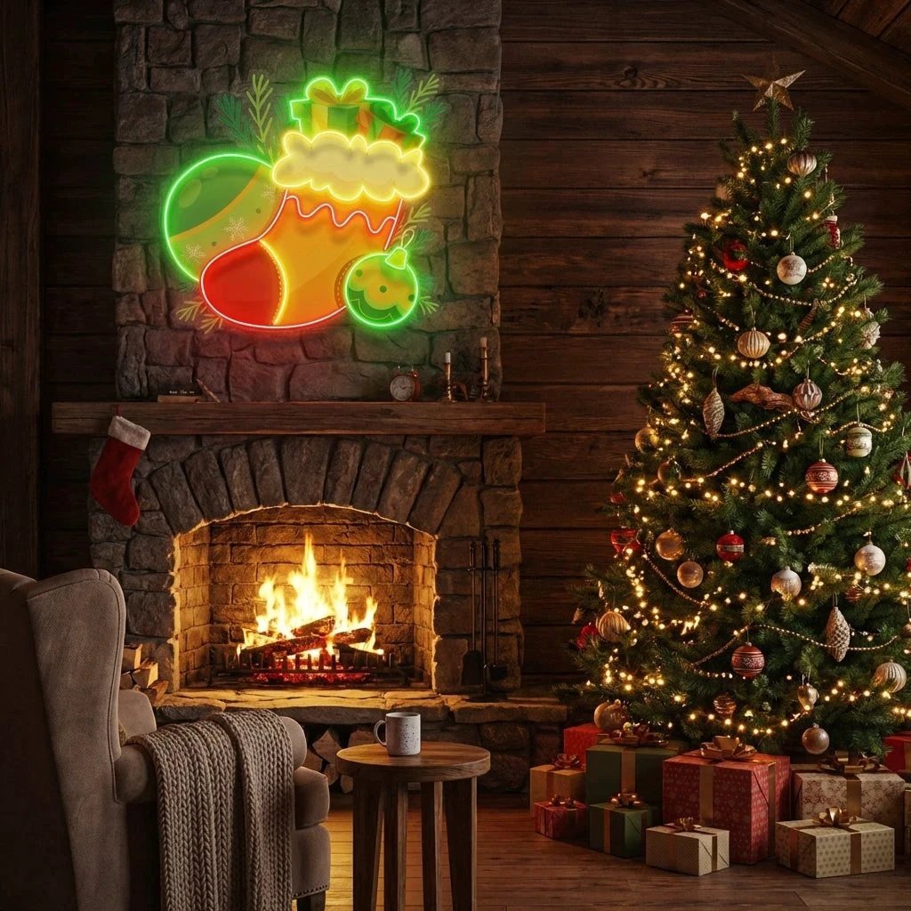 Sock of gifts Art worK Led Neon Sign Light