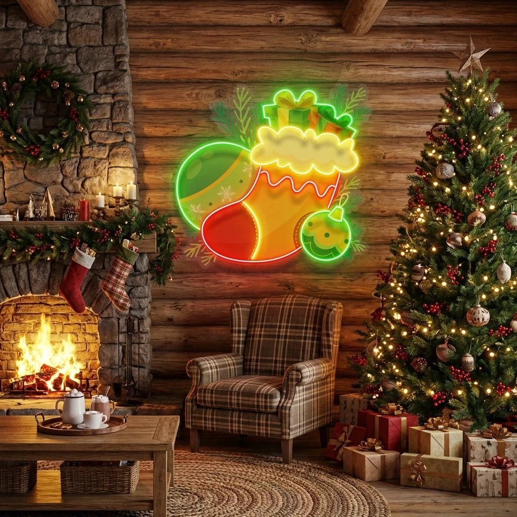 Sock of gifts Art worK Led Neon Sign Light