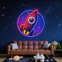 Spaceship Rocket Launch Web Galaxy LED Neon Sign Light Pop Art