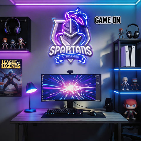 Spartans Gaming Streamer LED Neon Sign Light Pop Art