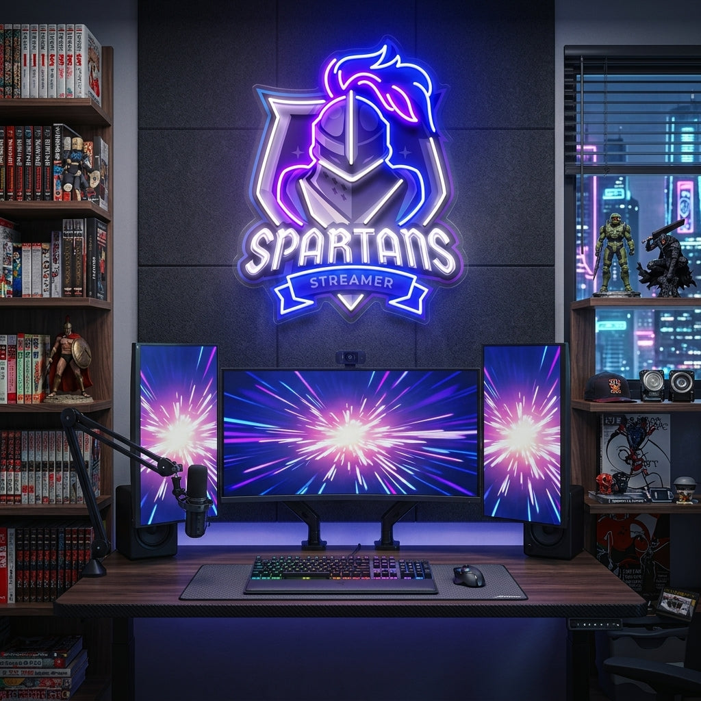 Spartans Gaming Streamer LED Neon Sign Light Pop Art