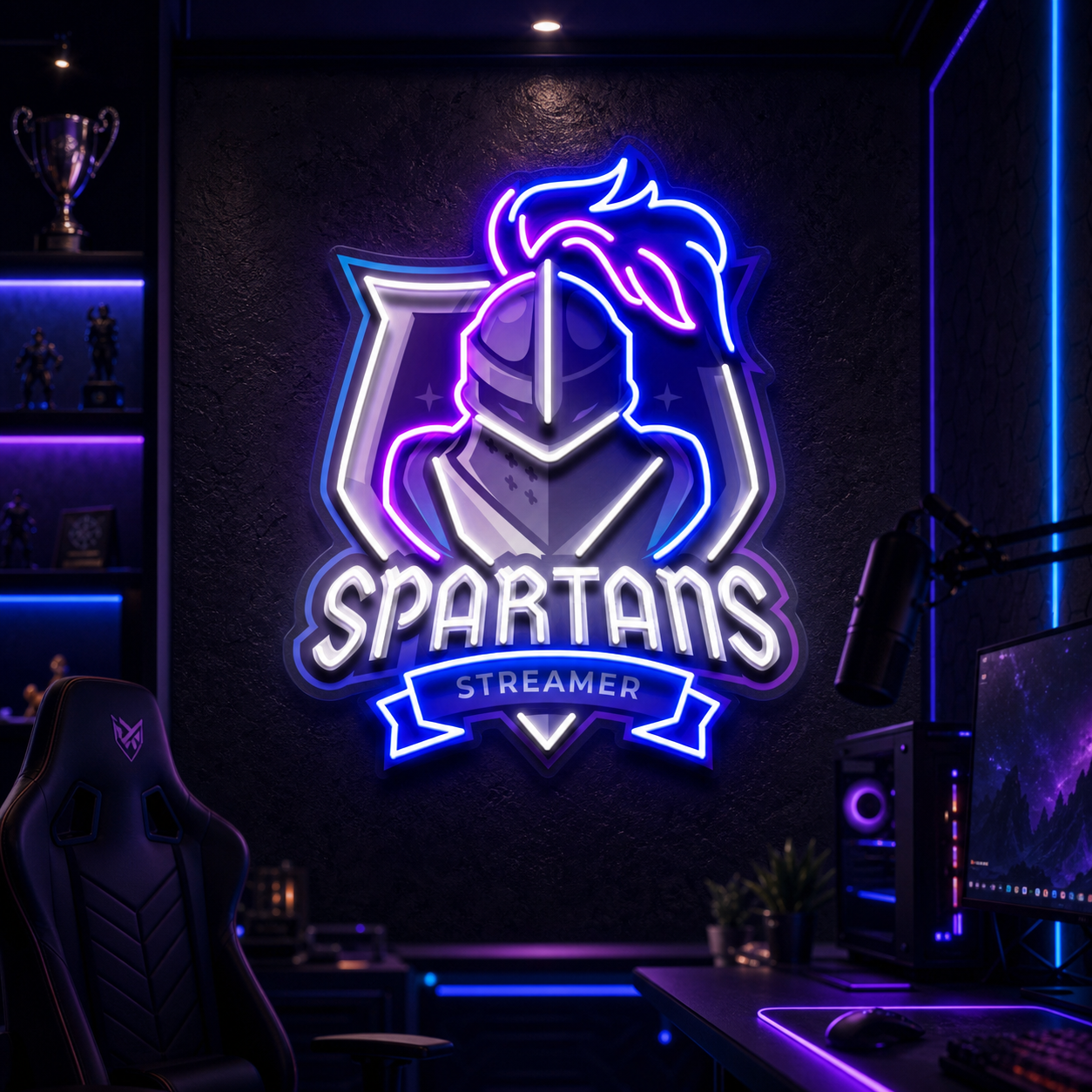 Spartans Gaming Streamer LED Neon Sign Light Pop Art