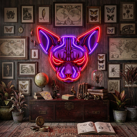 Sphynx Cat Head LED Neon Sign Light Pop Art