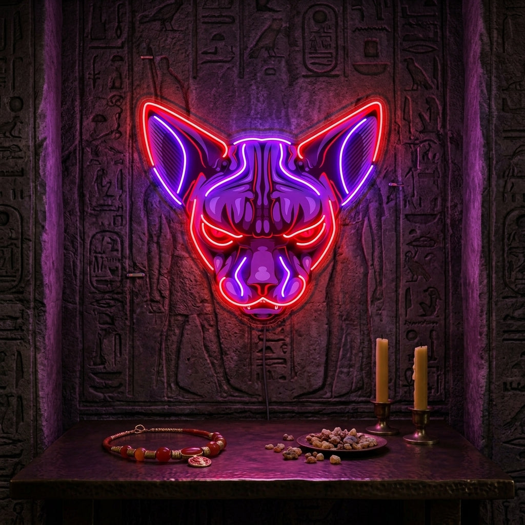 Sphynx Cat Head LED Neon Sign Light Pop Art