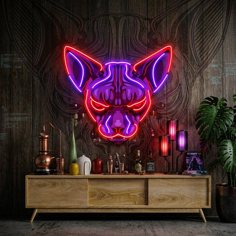 Sphynx Cat Head LED Neon Sign Light Pop Art