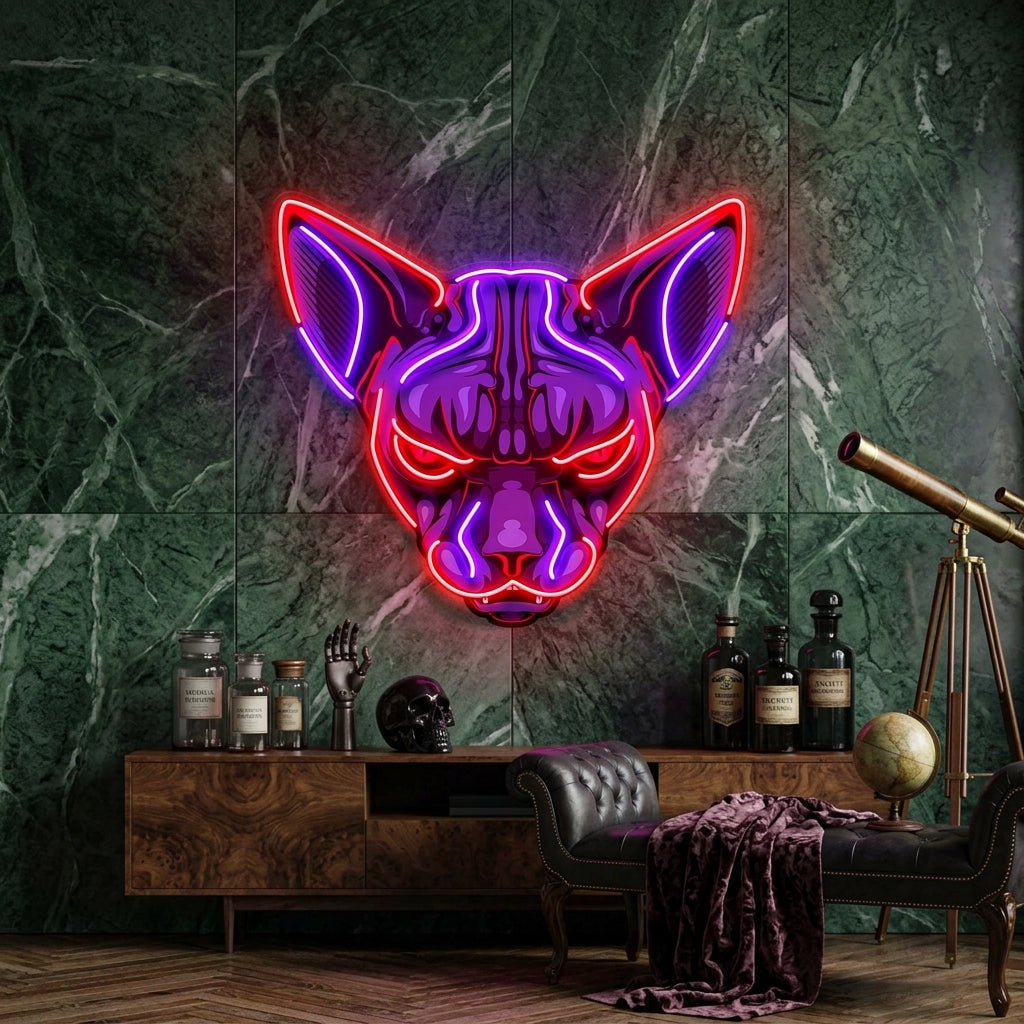 Sphynx Cat Head LED Neon Sign Light Pop Art