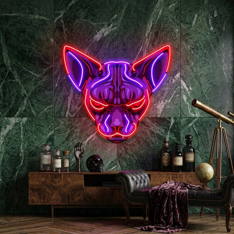 Sphynx Cat Head LED Neon Sign Light Pop Art