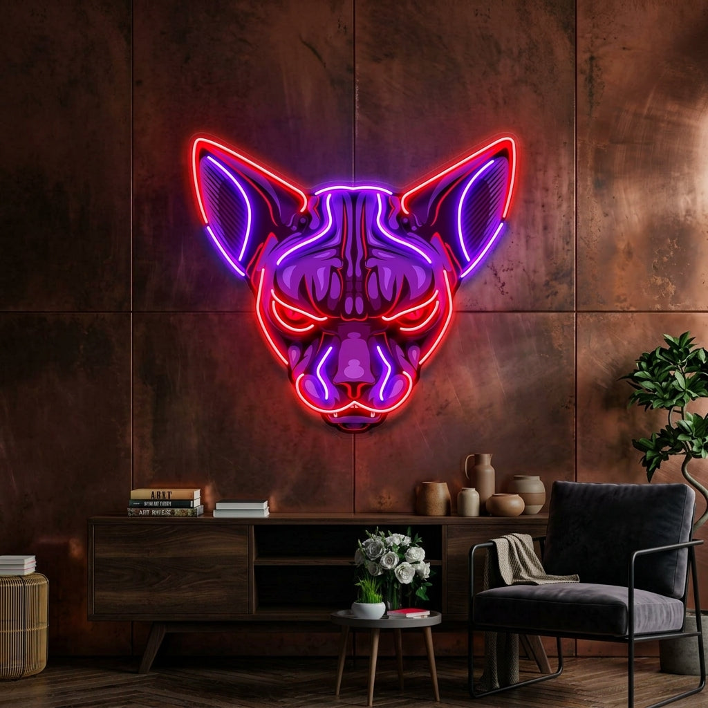 Sphynx Cat Head LED Neon Sign Light Pop Art