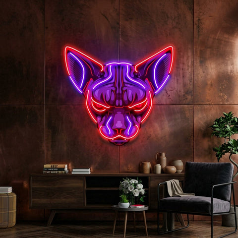 Sphynx Cat Head LED Neon Sign Light Pop Art
