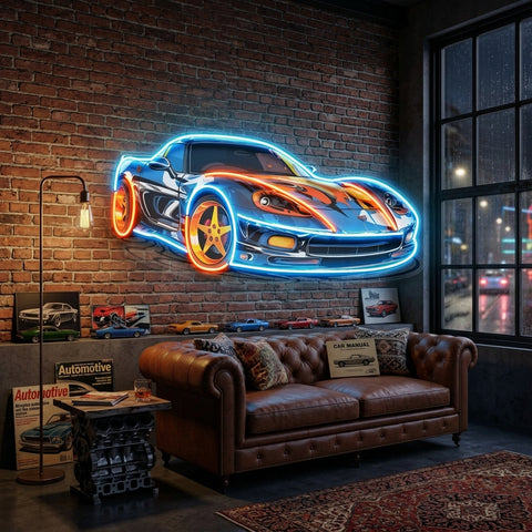 Sports Car LED Neon Sign Light Pop Art