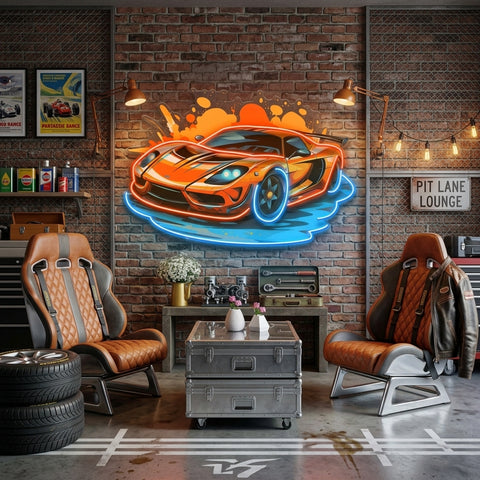 Sports Car Catoon LED Neon Sign Light Pop Art