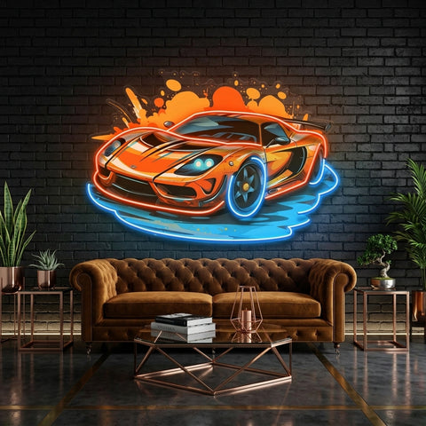 Sports Car Catoon LED Neon Sign Light Pop Art