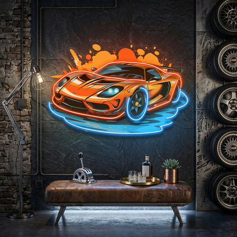 Sports Car Catoon LED Neon Sign Light Pop Art
