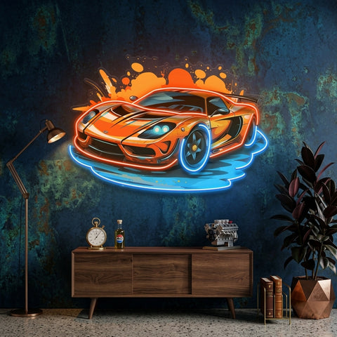 Sports Car Catoon LED Neon Sign Light Pop Art